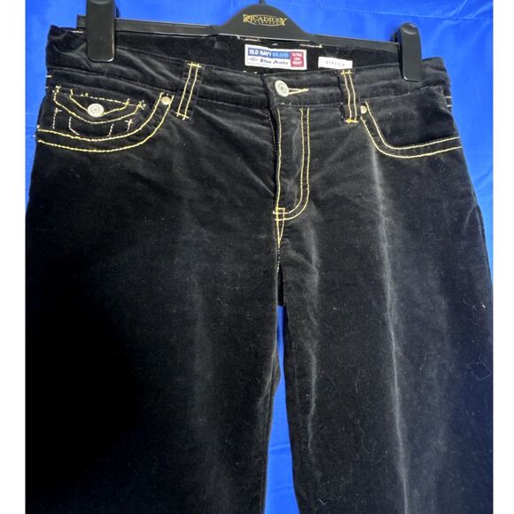 Old Navy Womens Black Ultra Low Rise Stretch Jeans Flare Wide Leg Warm Thick Y2K - Picture 4 of 8